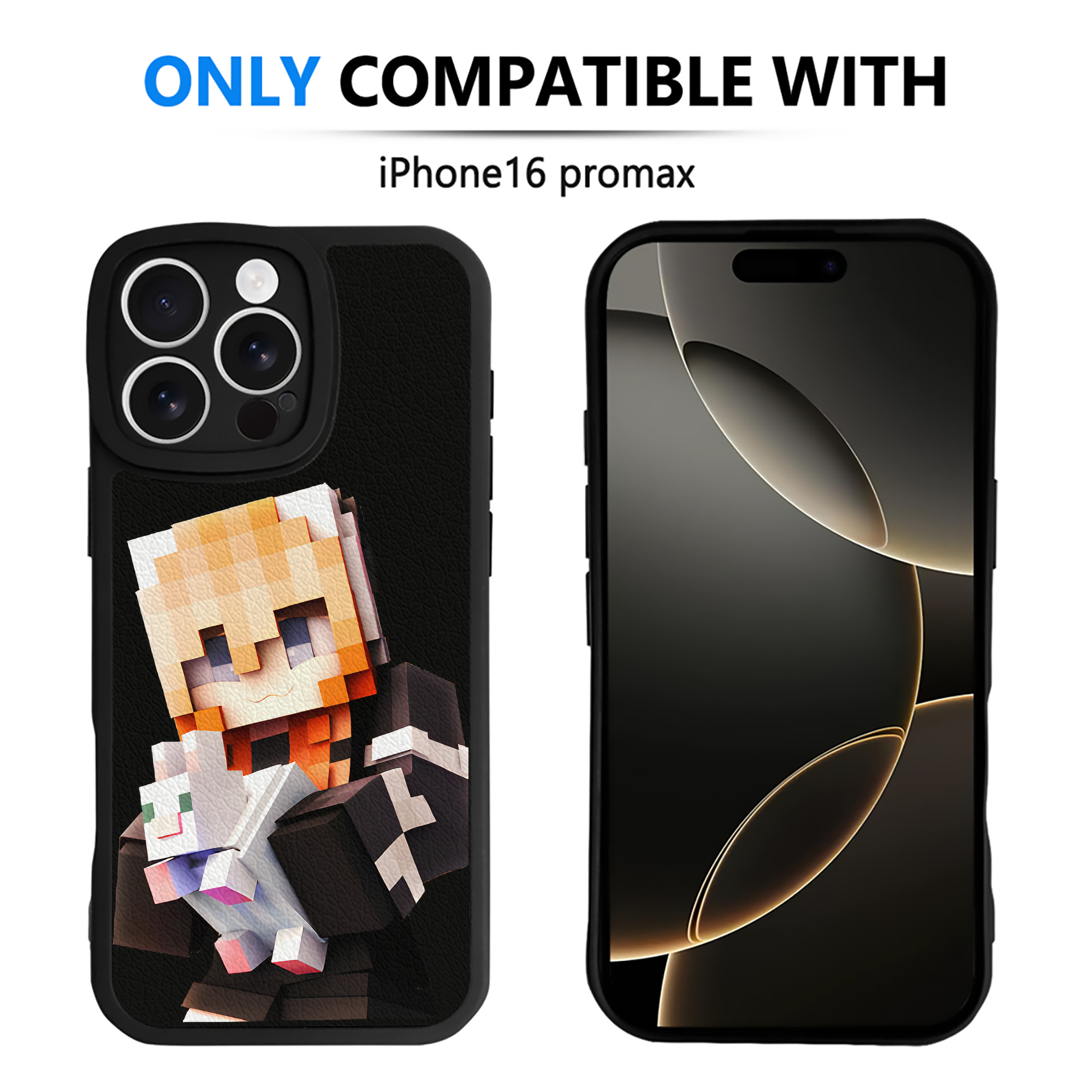 （画像用） マインクラフト ブロックの世界 Minecraft MC Block world 【iPhone 16シリーズ対応】シリコンスマホケース（レザー調） 材質：シリコン